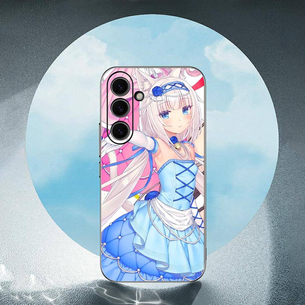 N-NEKOPARA Luxury Black Phone Case For Samsung Galaxy S23 S24 S25 Ultra S22 Plus S21