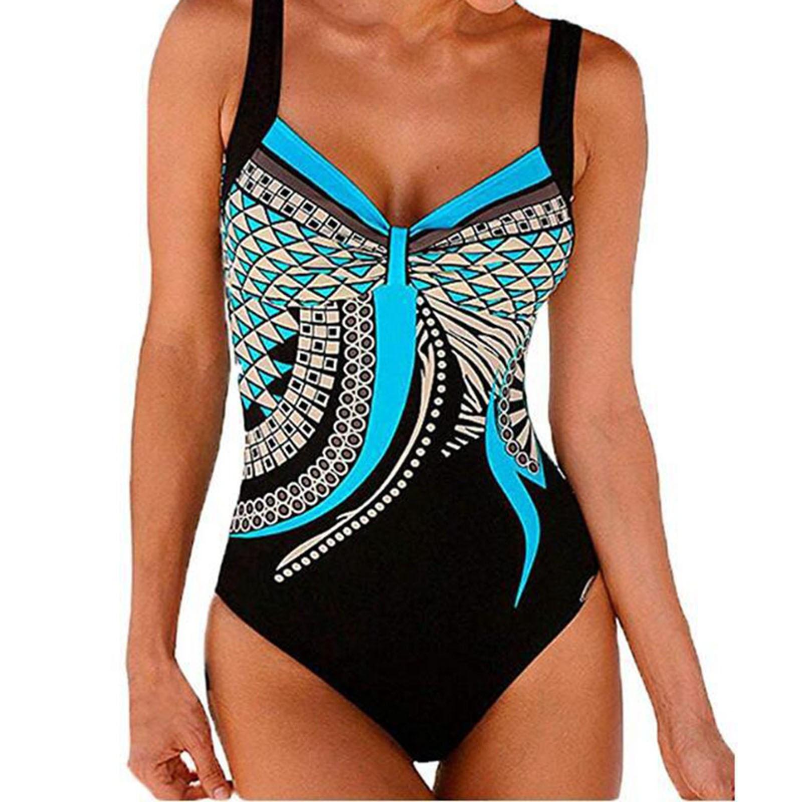 

Женский купальник, бикини с принтом, сексуальный купальник без рукавов XXXL синий