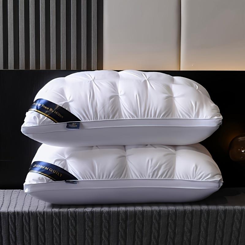 Luxury Hotel Quality pillow, deep sleep neck support, all-season high pillow core, machine washable, white satin, sleep pillow