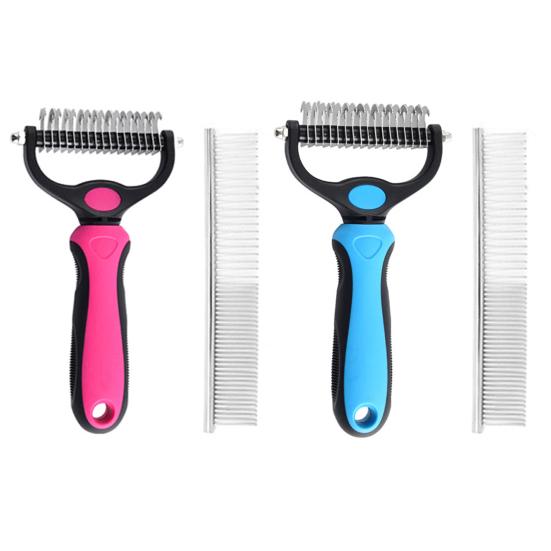 Pet Detangling Rake with Rake Cat Dematting Comb Double-Sided Undercoat Brush Deshedding Brush