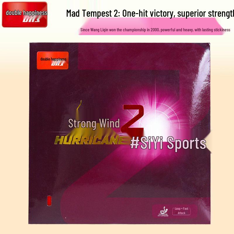 Red Double Happiness NEO Hurricane 2 Table Tennis Rubber - High Elasticity Inverted Sticky Sponge Cover