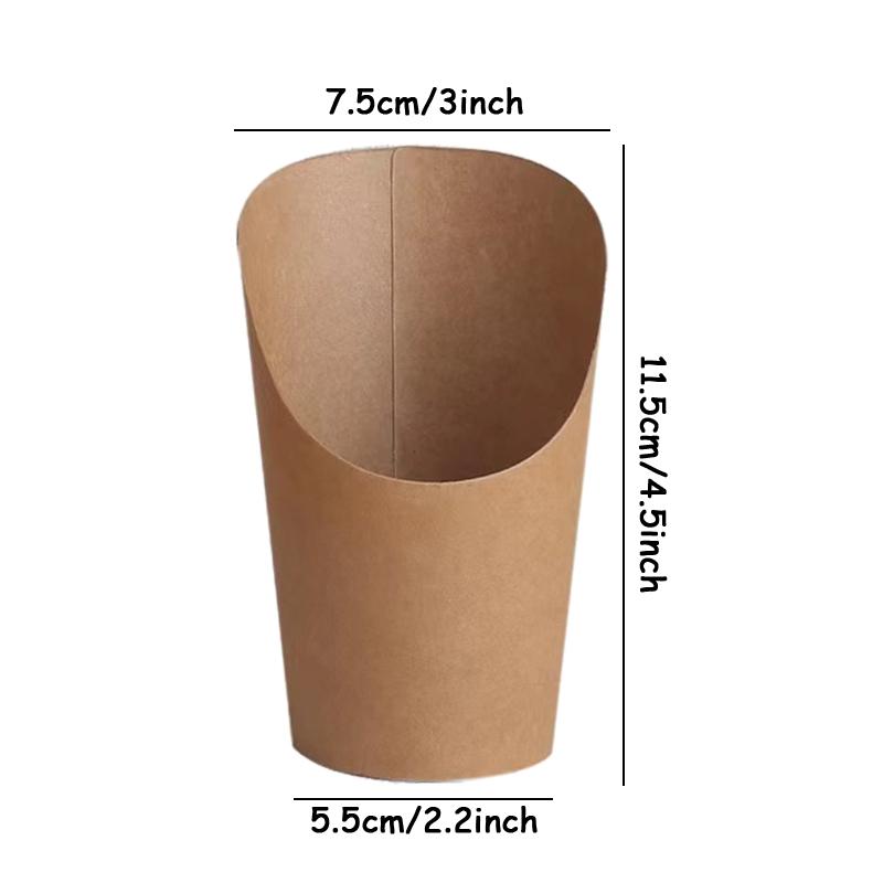 

50 шт. одноразовых наклонных стаканчиков из крафт-бумаги для жарки, контейнер для закусок на вечеринку в ресторане, контейнер для закусок вафель и мороженого