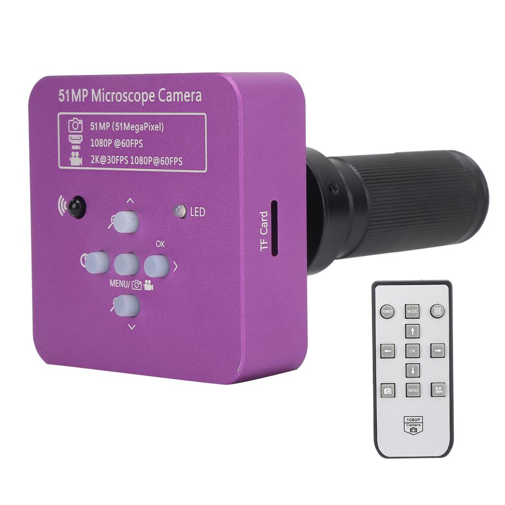 USB FHD Video Microscope Camera 51MP HD Multimedia Interface Microscope Camera with Remote Control AC 100‑240VUS Plug