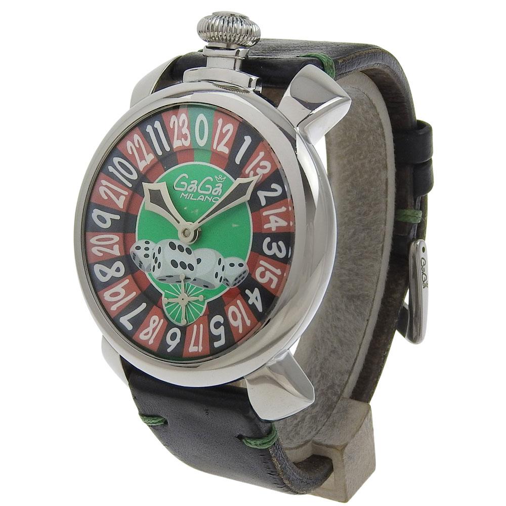 Gaga Milano Manure 48 Watches Las Vegas Stainless Steel/leather Hand Winding Analog display mens Used
