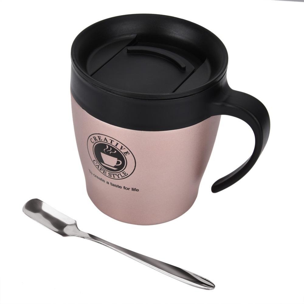 Stainless Steel Stainless Steel Insulated Coffee Mug Insulated With Spoon Insulated Coffee Mug With Lid 330ml Water Cup