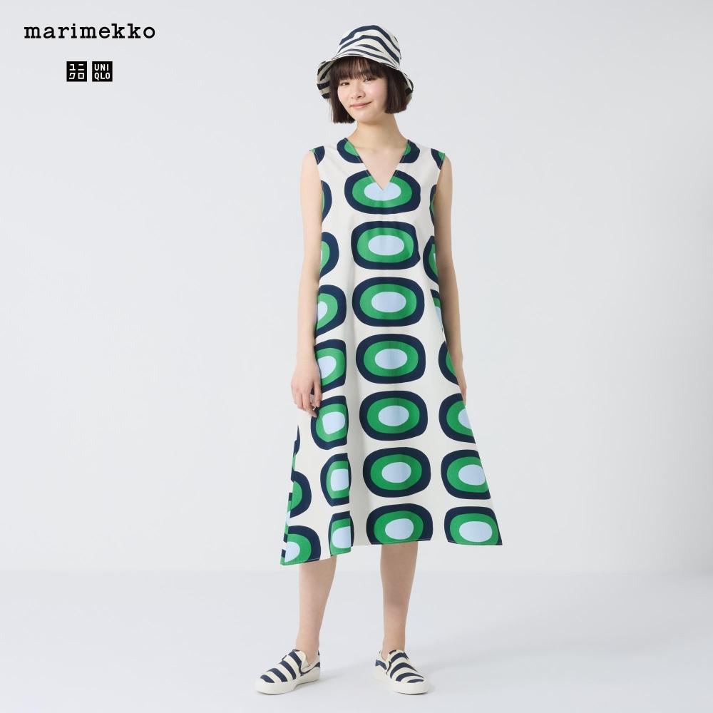

UNIQLO JAPAN Платье без рукавов с V-образным вырезом и расклешенным воротником