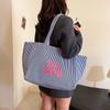 2025 New Colorful Reversible Canvas Tote Bag Striped Shoulder Bag