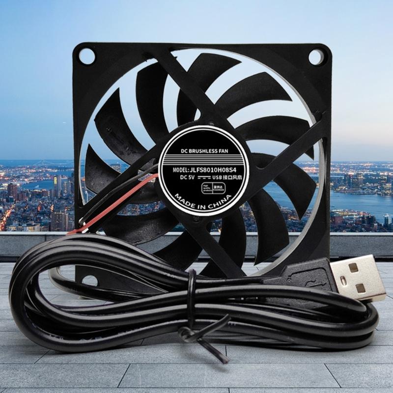 5V USB PC Router Fan 80mm Cooling Fan Brushless Portable Cooling Fan Replacement for Router Modem TV Box Electronic