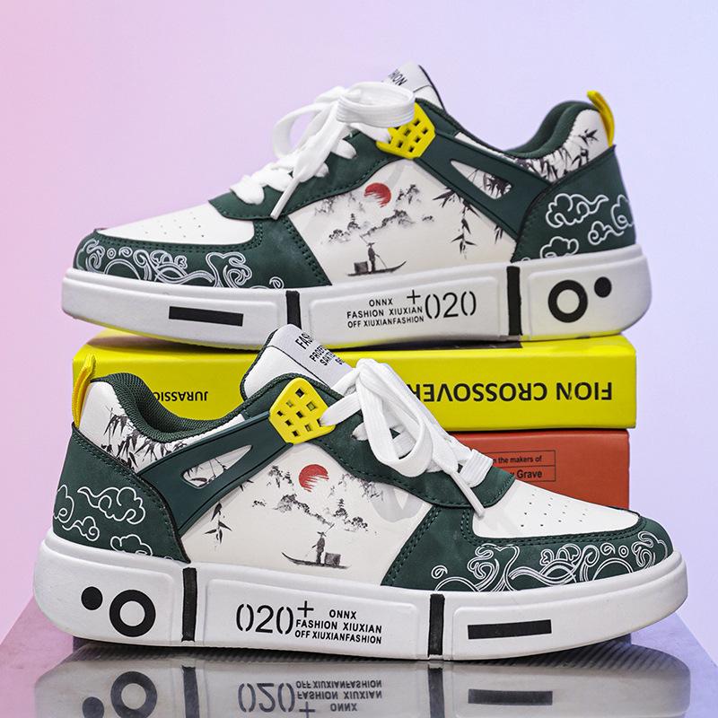 Spring and autumn sports shoes thick baseplate shoes youth casual white trendy shoes 31