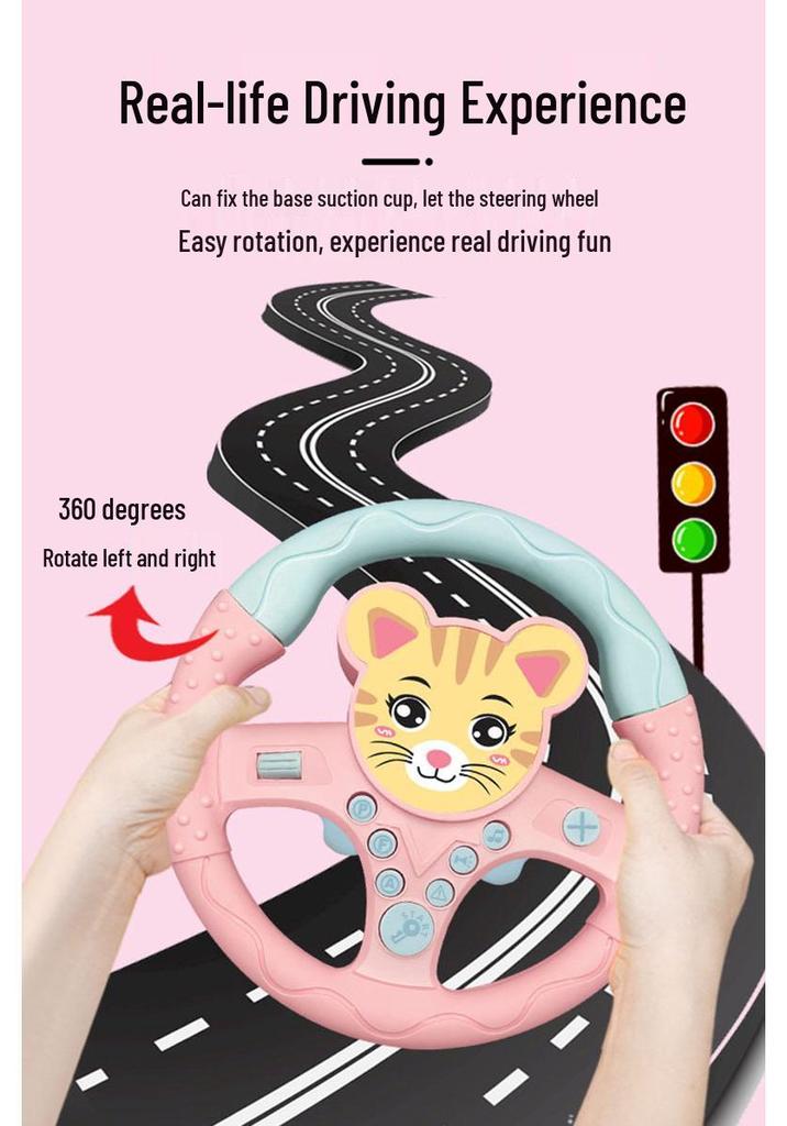 Kids' Interactive Cartoon Steering Wheel Toy for Rear Seat