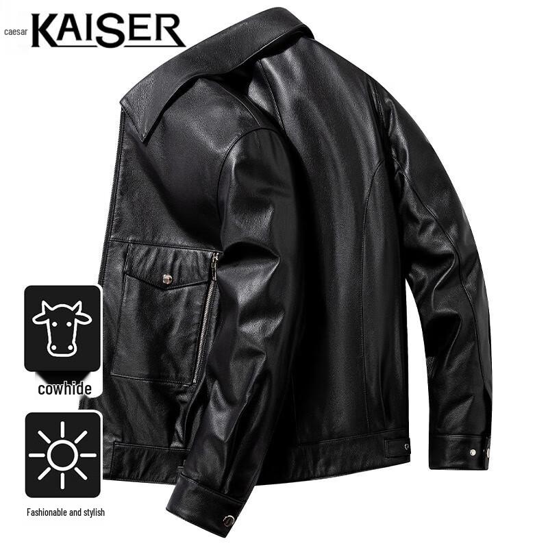 

KAISER Мужская мотоциклетная куртка из натуральной кожи с лацканами 2XL