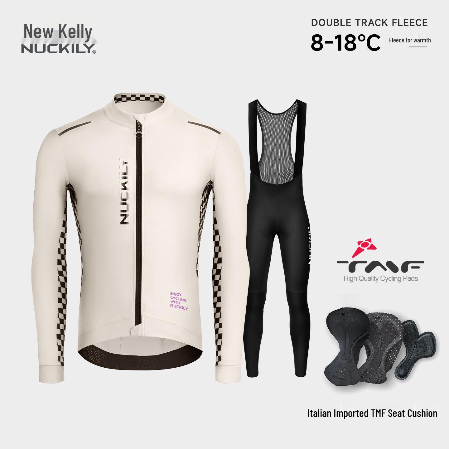 

NUCKILY Men s Thermal Cycling Jacket & Bib Shorts Set - Long Sleeve, Warm Velvet Lining, Ideal for Autumn/Winter. S