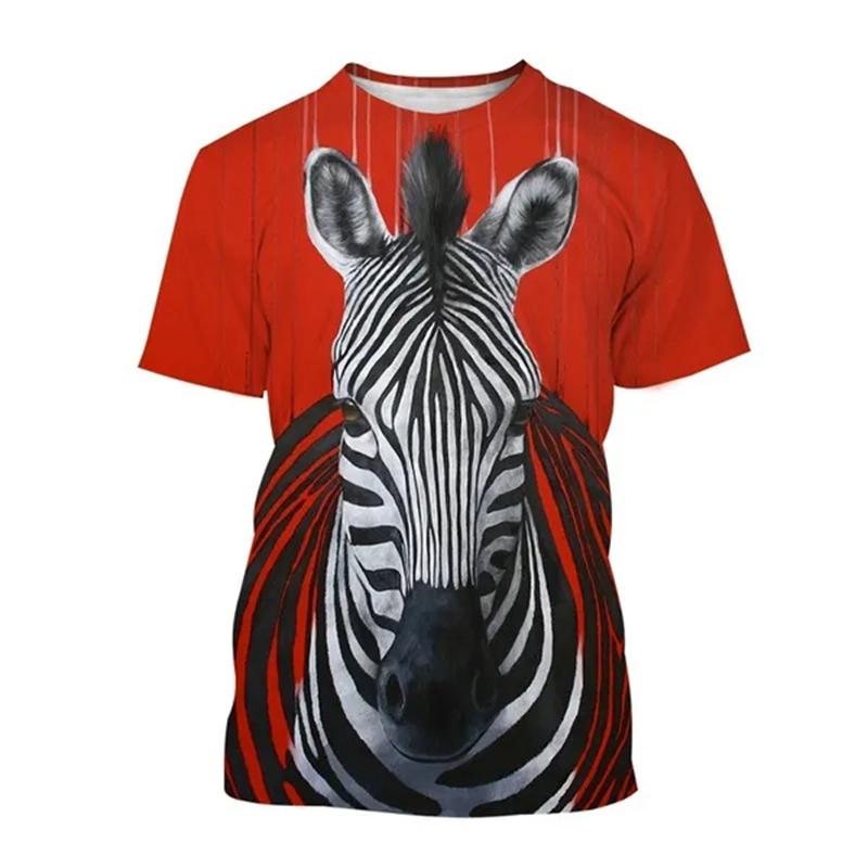 Zebra Animal 3D Printing Breathable Short Sleeve T Shirt Men's Prairie Horse Hip-Hop Style Streetwear Top Streak Zebra T-shirts