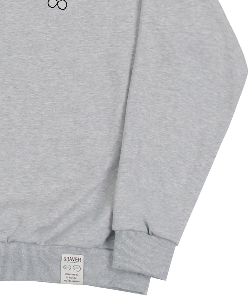 GRAVER [Unisex] Line Flower Dot Logo Smile Sweatshirt_Gray