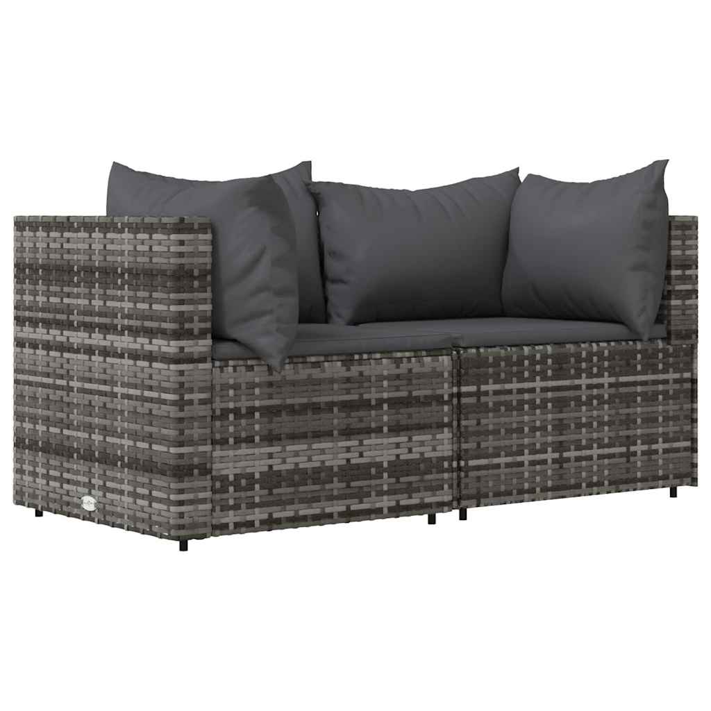 Vidaxl Módulos de Sofá de Esquina con Cojines, 2 Piezas, Grises, Ratán Sintético