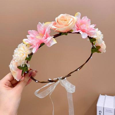 Luxury Bohemia Style Bride Garland Thai Hair Ornaments Flower Headband Adjustable Simulation Flower Wedding Headwear Women