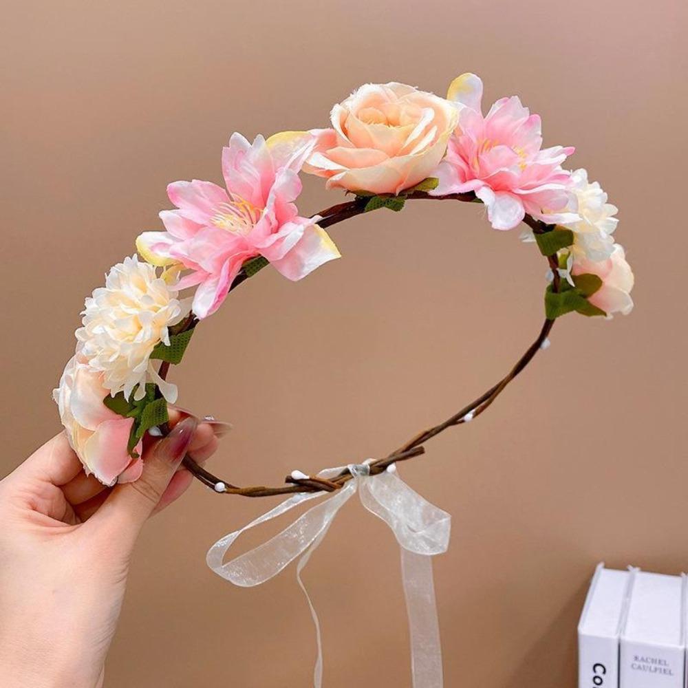 Simulation Flower Bride Garland Thai Flower Headband Elegant Wedding Headwear Bride Headwear