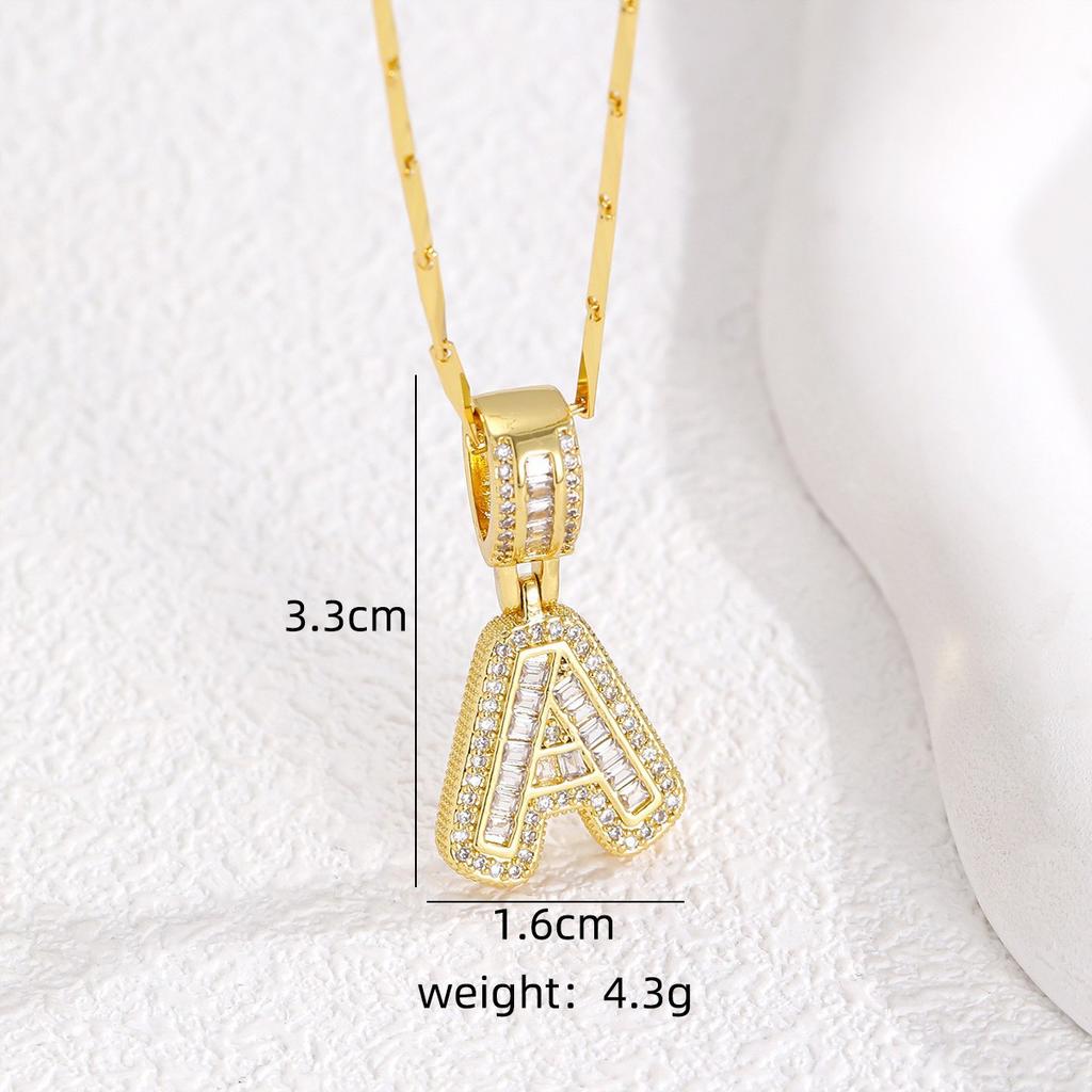 2Pcs Full CZ Zircon Iced Crystal Initial Letter Flower Necklace Women Copper A-Z Alphabet Pendant Couple Jewelry Birthday Gifts