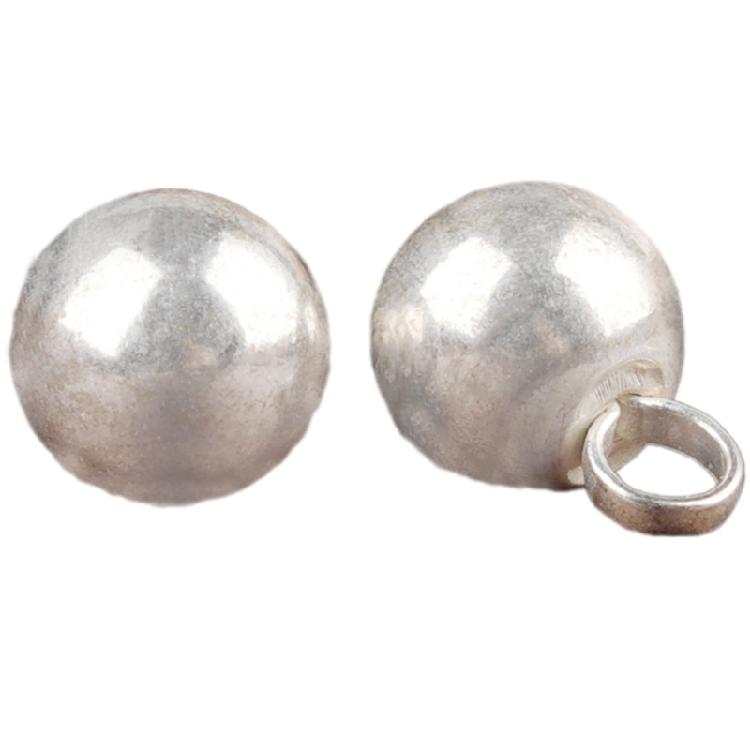 Handcrafting Solid Metal Silvering Bead Button for Chinese Cheongsam Traditional Carved Bead Buckle Clothing Accessories