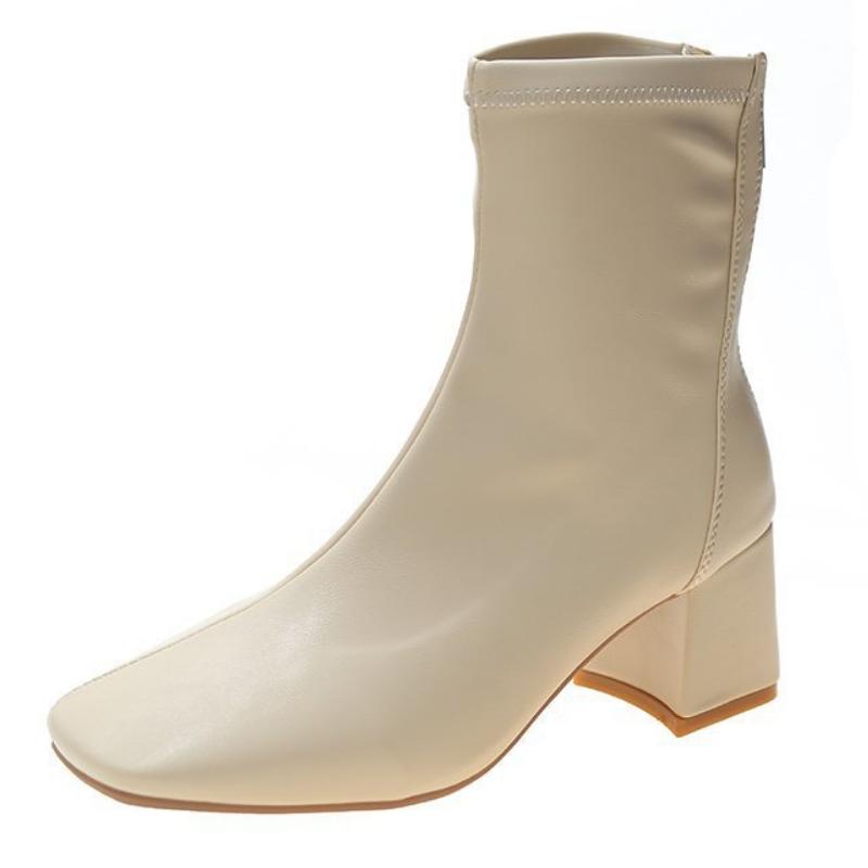 Sexy Damenstiefel Weiches PU-Leder Botas 6CM Absätze Damenmode Schuhe Herbst Winter Stiefeletten Quadratische Zehenpartie Weibliche Stiefeletten WSH4188