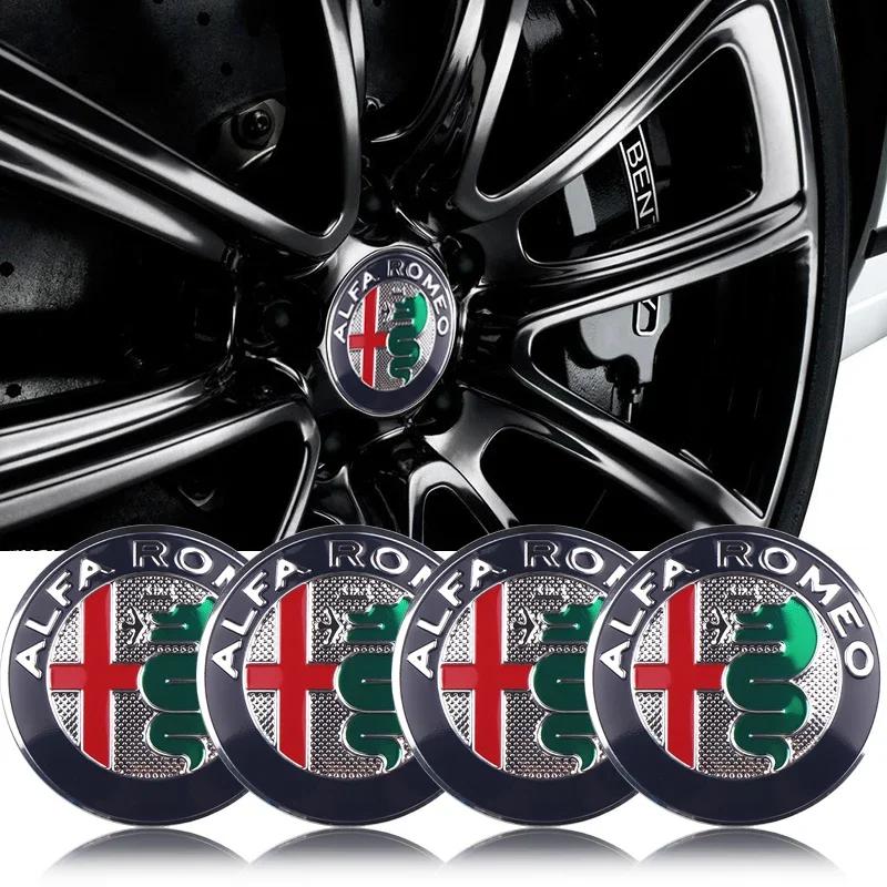 4PCS 56MM car hub center cover label wheel hub center decorative accessories for Alfa Romeo Giulia Giulietta 159 Mito Spider GTA