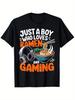 Just A Boy Who Loves Ramen And Gaming Food And Hobby Themed Casual Black T-Shirt for Men Playful Ani