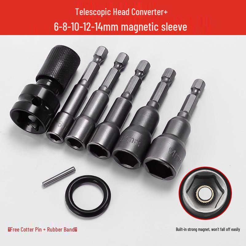 Electric Wrench Conversion Kit: Multifunctional Air Impact, Drill Chuck, Socket & Universal Connector.