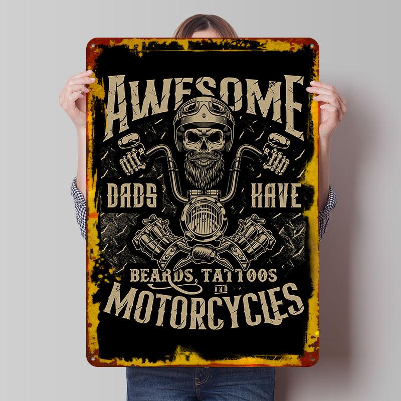 

Awesome Dads Motorcycles Tinplate Poster Customized Wall Art Vintage Retro Metal Signs for Coffee Bar Accessories Room Ornaments 20x30cm（7.8x11.8inch）