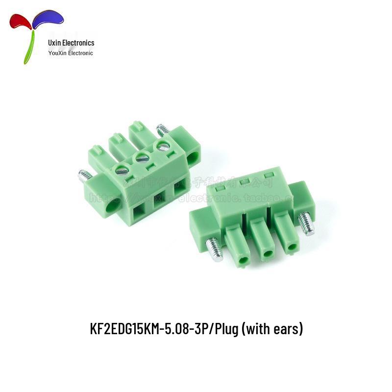 KF2EDG15KM Plug 5.08mm Terminal Block with Ear Positioning Hole, Options: 2/3/4/5/6/8 Pins