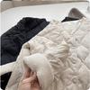 Rhombic Small Fragrance Cotton Jacket Women's Winter Loose Lamb Wool Jacket Women's Plus Velvet Thickening