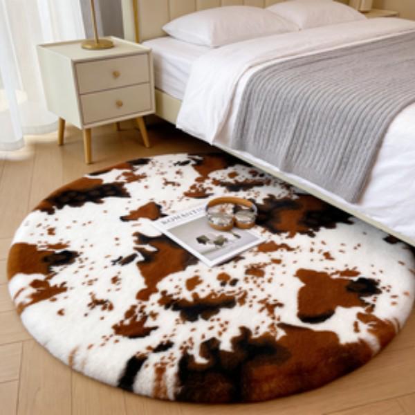 Plush Round Imitation Rabbit Fur Rug for Living Room, Bedroom, or Chair