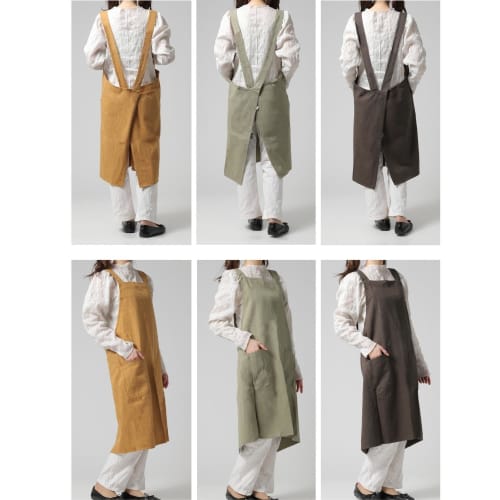 Anes X-Shaped Cotton Work Apron, Easy to Put on and Take Off, Thick and Loose Fit, Simple Design, Unisex, Suitable for Nursery School Teachers, Caregi