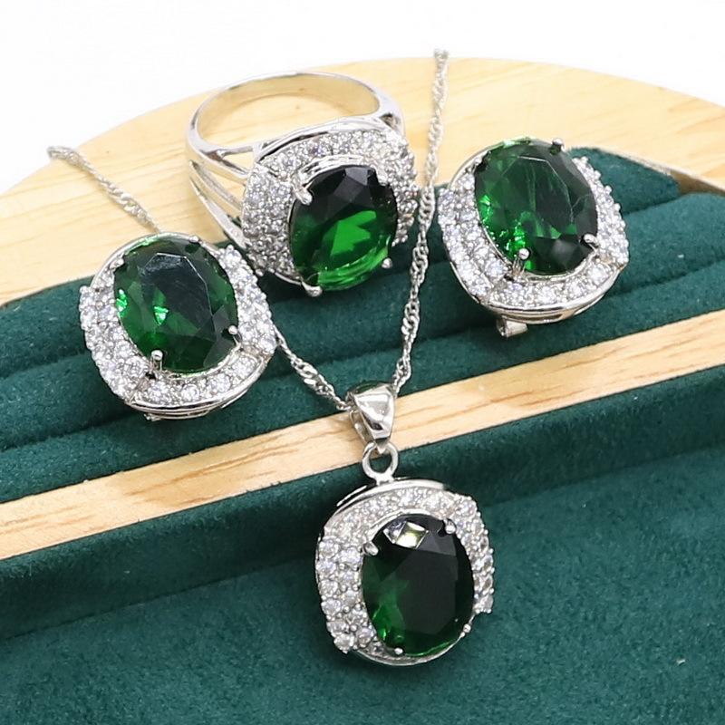 European and N Luxury Jewelry Anti Allergy AAA Zircon Necklace Earring Ring