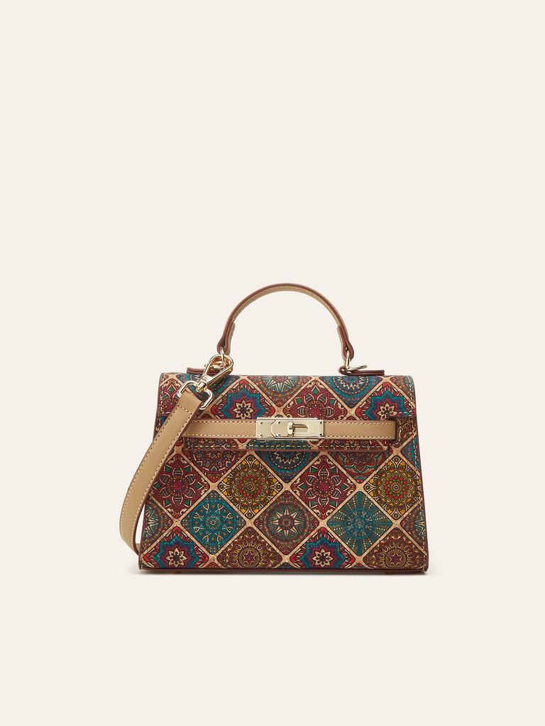 New Ethnic Style Printed Cork Bark Women's Bag Multi-element High-end Versatile Messenger Bag Fashion Niche Hand Bag