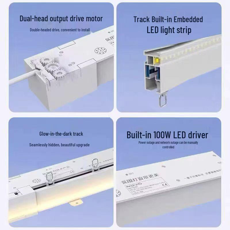 Smarter Elektrischer Vorhangmotor mit verstellbarer Lampe für Wohnzimmer, Balkon oder Schlafzimmer - Nordische Verdunkelungsvorhänge