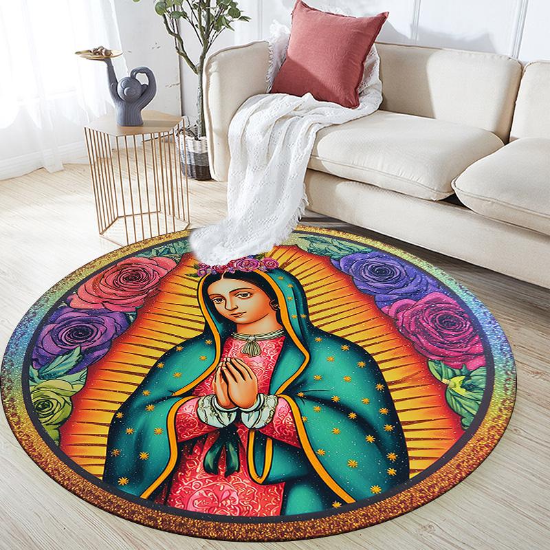 

Holy Maiden Round Area Rug,Carpet Rug for Living Room Bedroom Sofa Playroom Decor,Non-slip Floor Mat 80cmx80cm