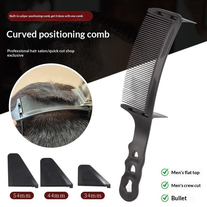 Barber Flat Top Haircut Comb Curved Hair Clipping Cutting Arced Comb Professional Hair Cutting Curved Positioning Comb