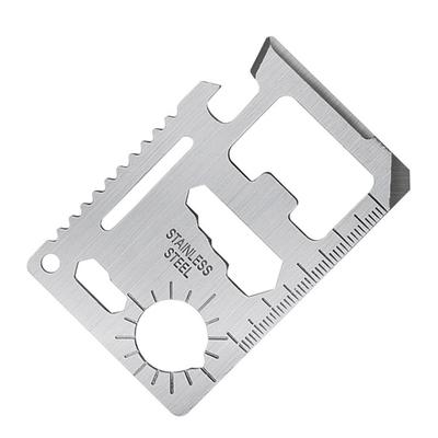 Practical Survival Pocket Tool 11-in-1 Lifesaving Card Stainless Steel Knife Opener Can Opener with Scale for Camping