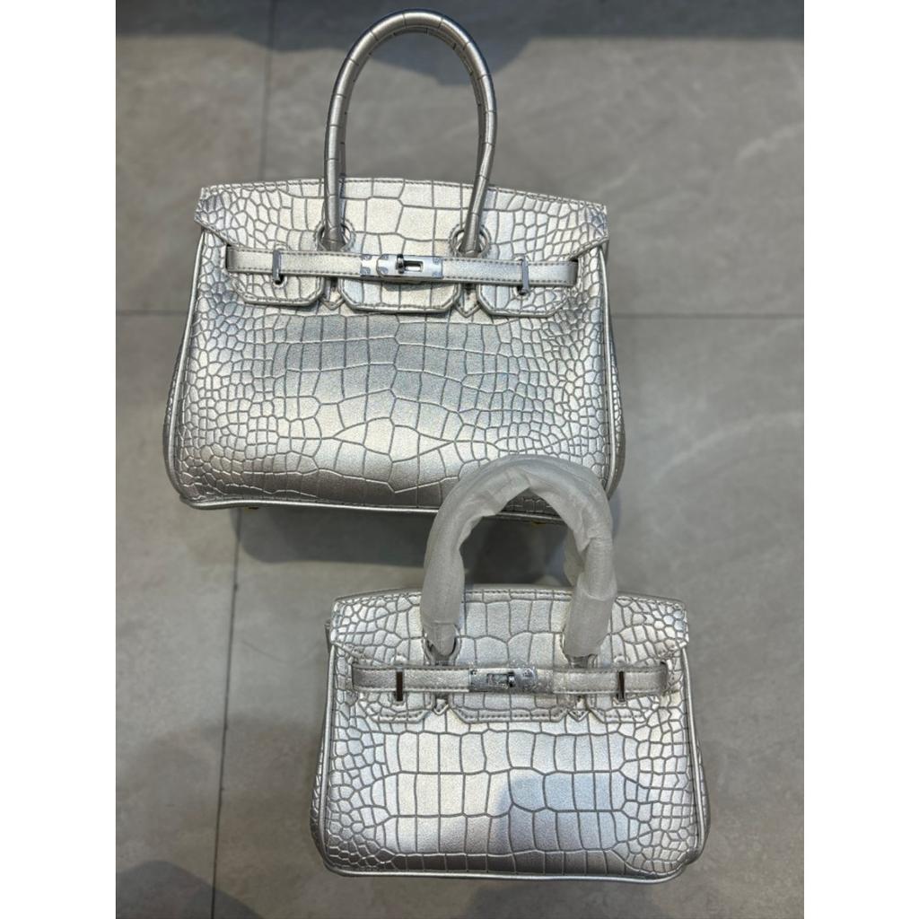 Geantă platinum cu model crocodil transfrontalier 20/25/30 cm Modă europeană și americană geantă tote portabilă cu model piatră en-gros