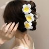 New Bohemian Yellow Plumeria Flower Pearl Headdress Hair Clip Claw Women Girls New Grab Back Of The Head Hair Accessory