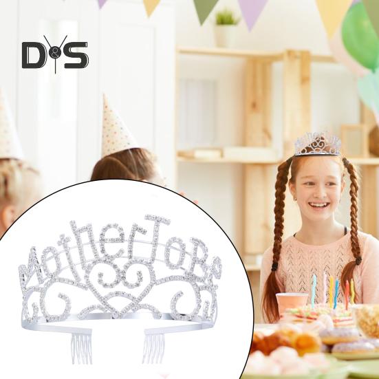 

Корона на день матери с гребнем для волос, дизайнерская блестящая цепочка со стразами, Корона, тиара для выпускного, головной убор, аксессуары для волос серебряный