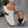 Fashion Fashion White Lace Up Vulcanized Shoes Women 2025 Autumn Round Toe Low Heel Sneakers Comfort Soft Sole Non Slip Skateboard Shoes
