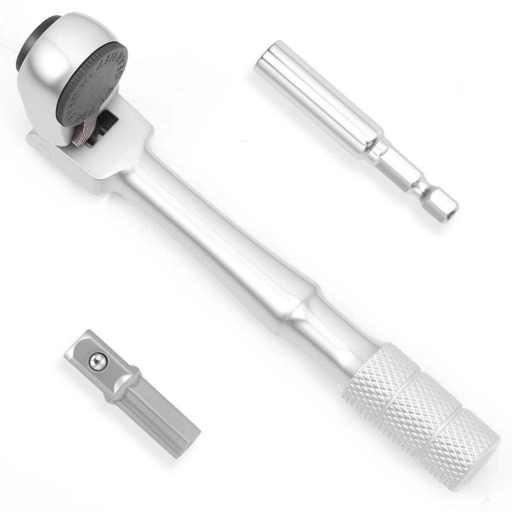 1/4" Antrieb Ratsche Mini Ratsche mit flexiblem Kopf Tragbares Ratschenschlüssel-Set Chrom-Vanadium-Stahl Reparaturwerkzeuge für enge Räume