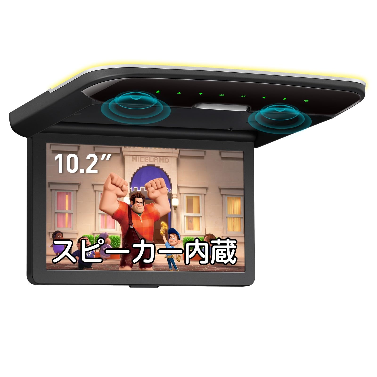 XTRONS 10.2-inch Flip-Down Monitor with Built-in Speakers, 1280x720 Resolution, Ultra-Thin Design, HDMI Compatible, 1080P Video Support, External Inpu