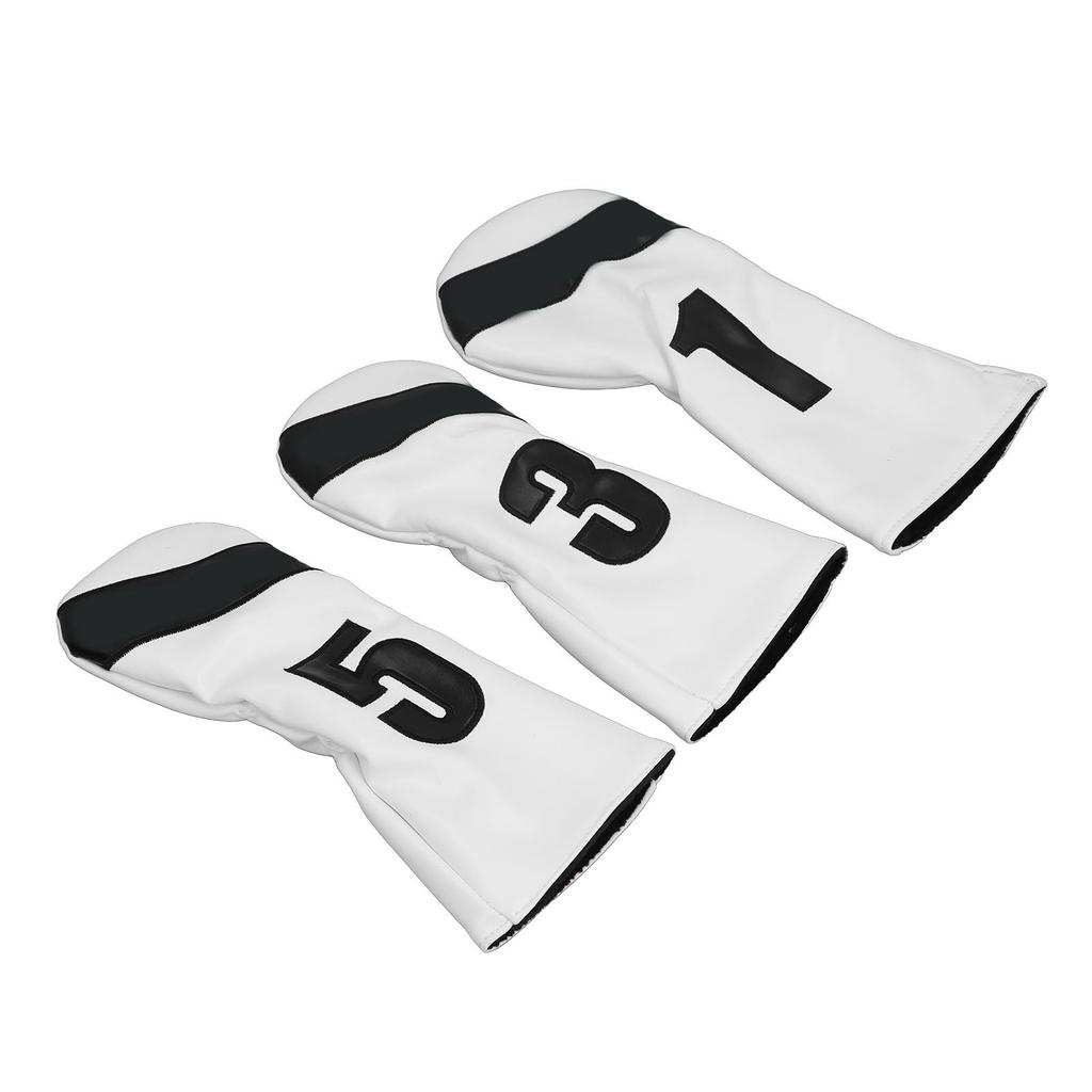3PCS Head Cover PU Leather Waterproof Protective Headcovers Set with Plush Lining for Woods