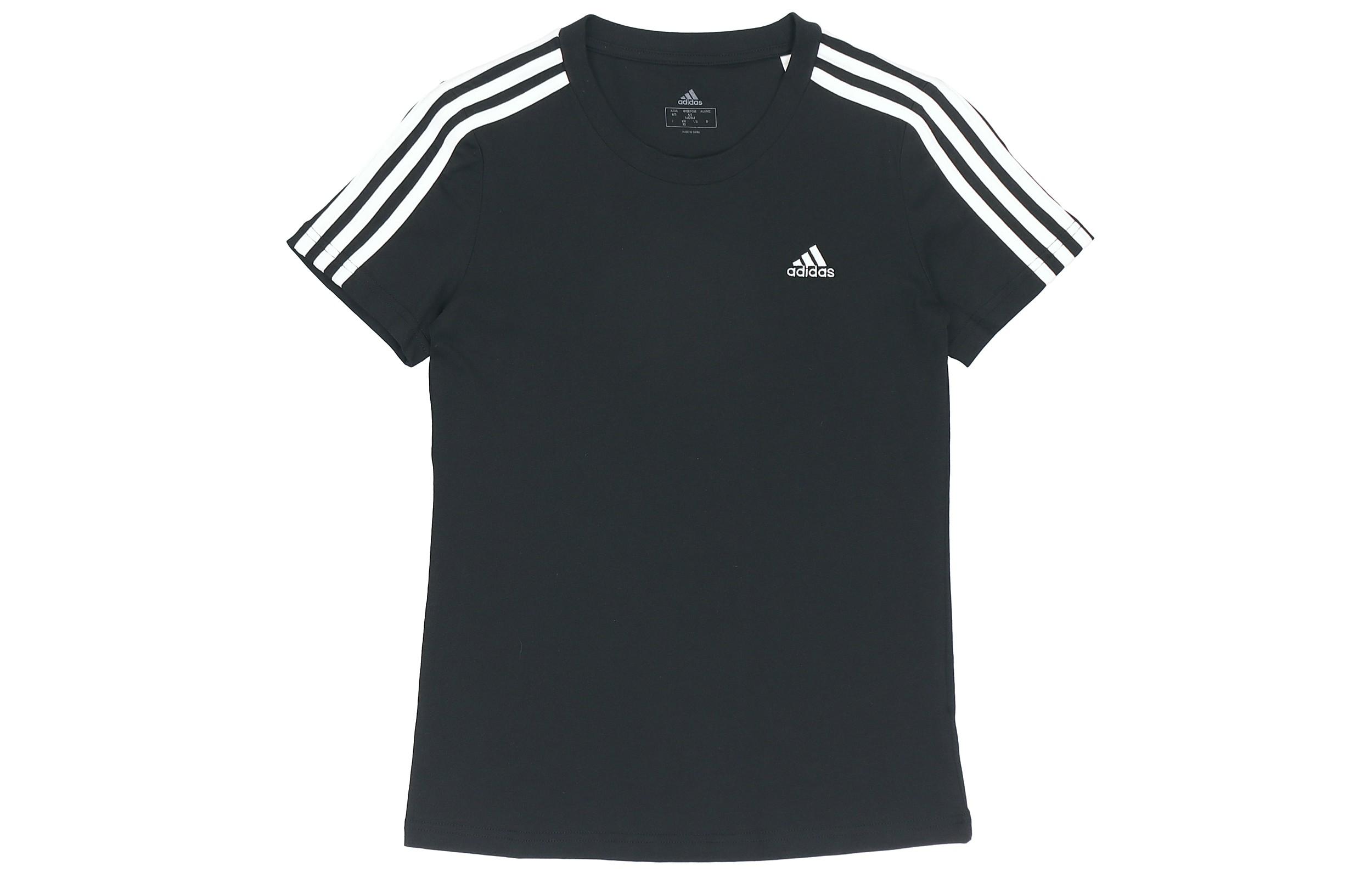 adidas Women s Essentials Slim 3-Stripes Tee Black GL0784 XS