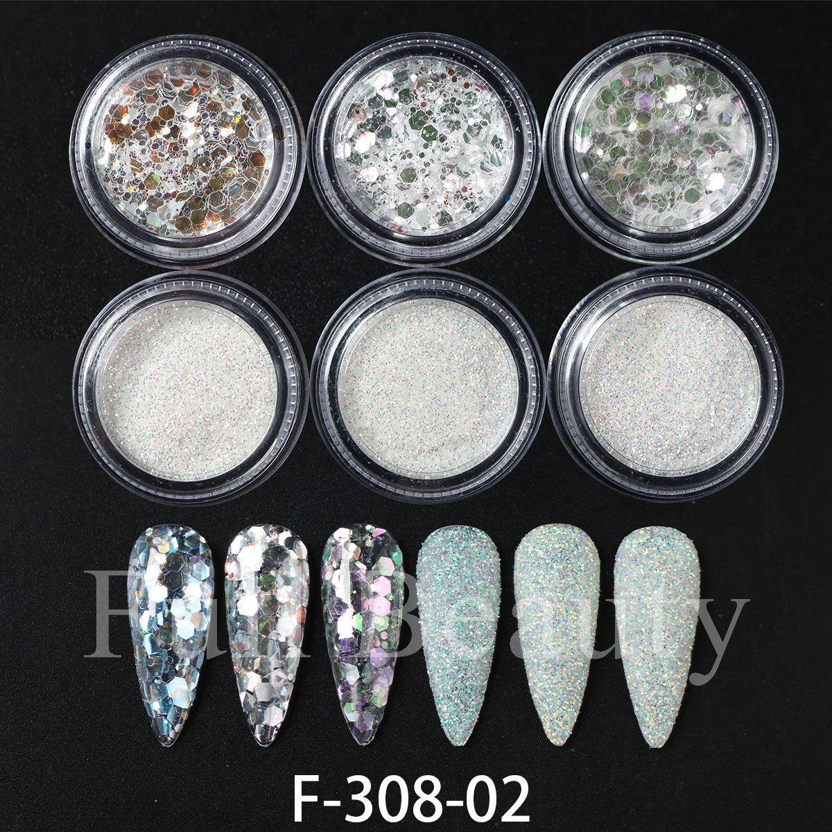 New Nail Art Glitter Sequins 6 Colors Round Sequins Aurora Sugar Powder Nail Art Glitter