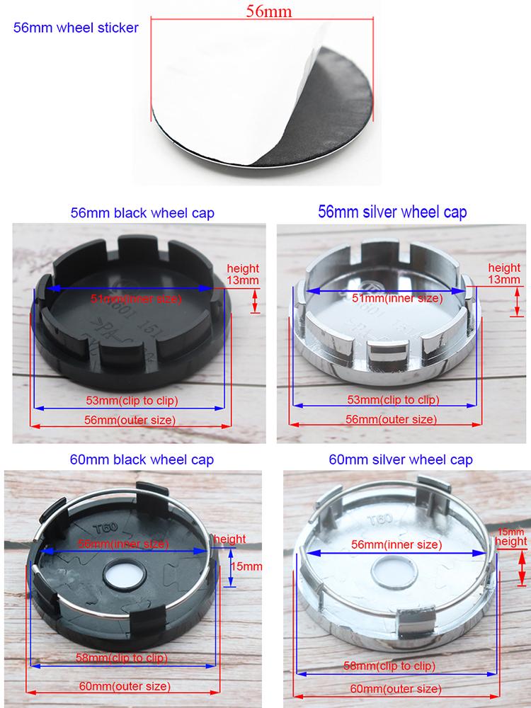 4pcs 3D 56mm 60mm 65mm 68mm Car Logo Wheel Center Hub Cap Rim Badge Covers Refit Emblem Decoration Sticker Auto Accessories BL