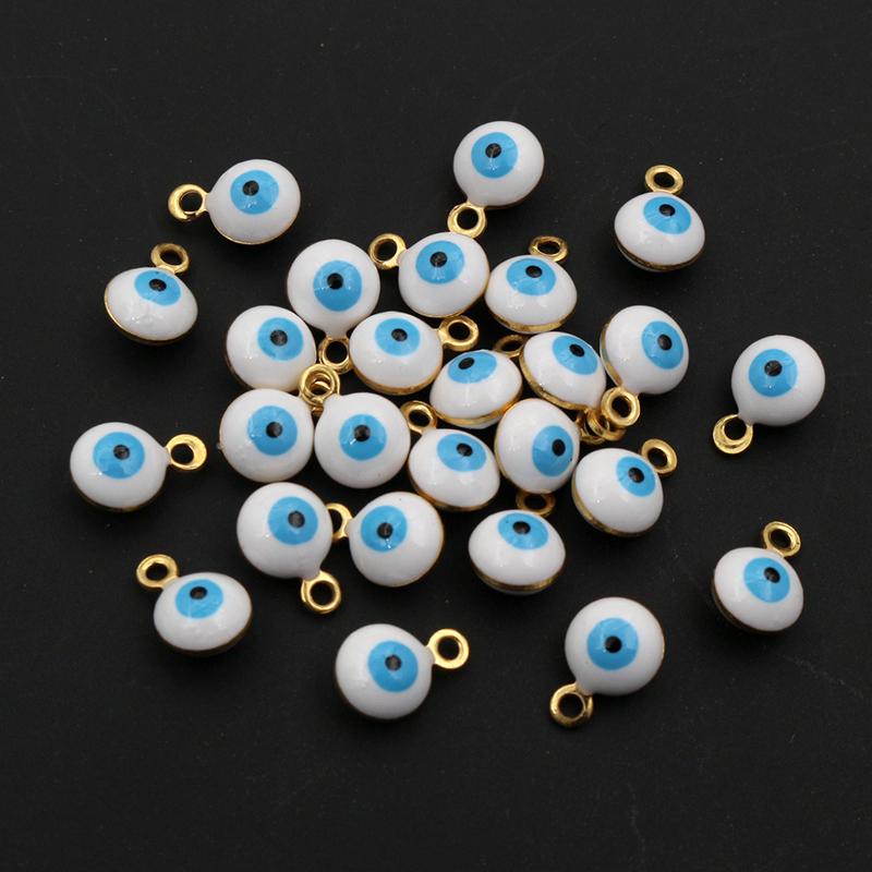 20 Stück 8,5x6mm Emaille Böse Augen Kugel Anhänger Kleine DIY Schmuckherstellung Zubehör Bestandteile für Halskette Armband Ohrringe
