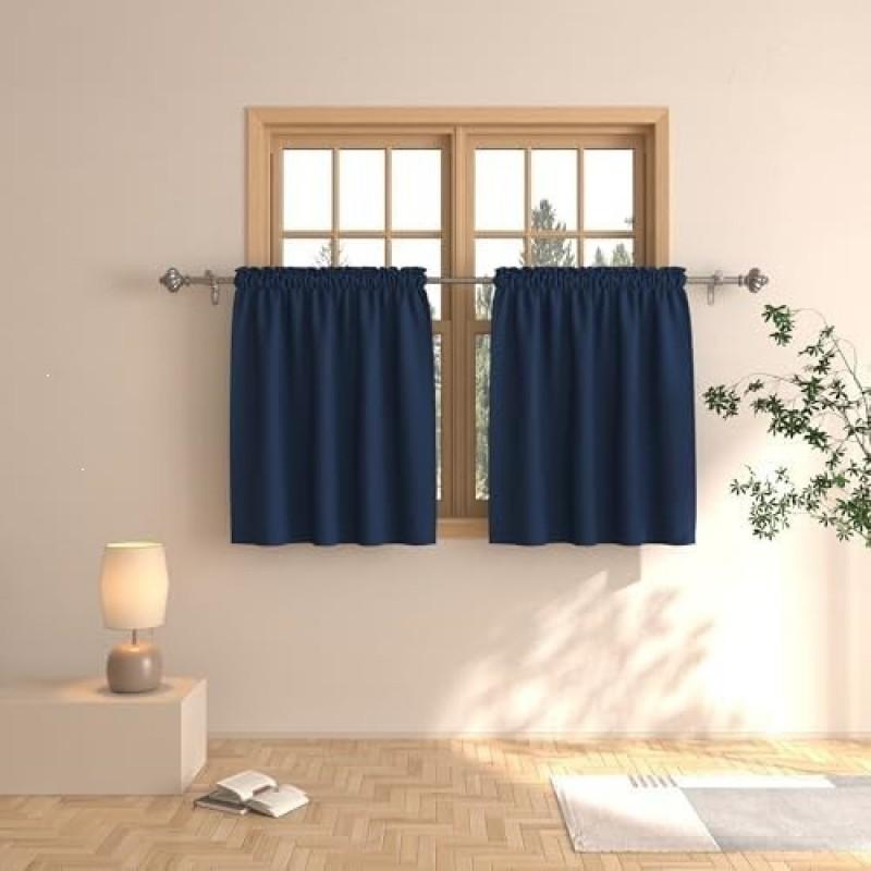 3-Layer Woven Sheer Curtain Panel Kitchen Bathroom Cafe - Light Filtering Striped Design Multiple Colors Sizes